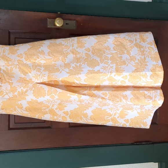 Kay Unger Ingrid Mango Jacquard Empire Waist Wide Leg Jumpsuit - Picture 7 of 16